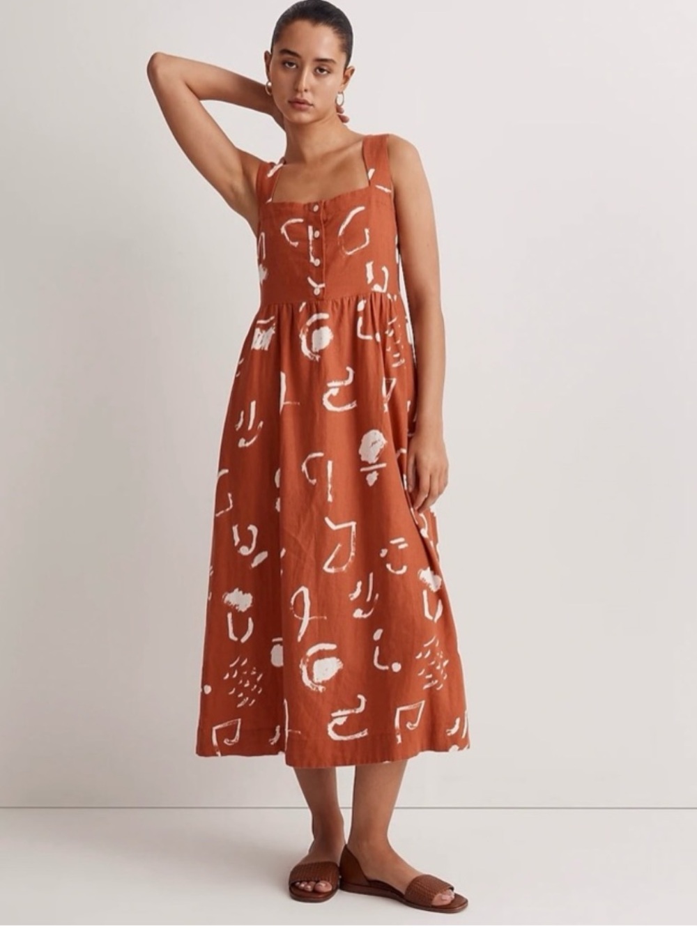 Madewell x Caroline Z Hurley Midi Dress Abstract Alpha